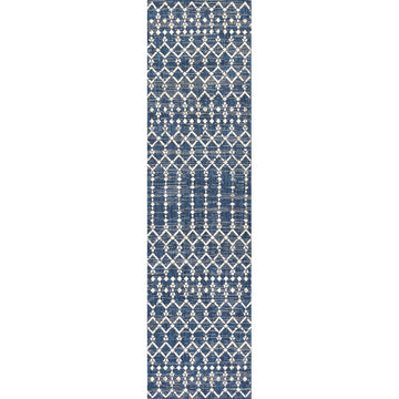 Ourika Moroccan Geometric Textured Weave Indoor/outdoor Runner Rug